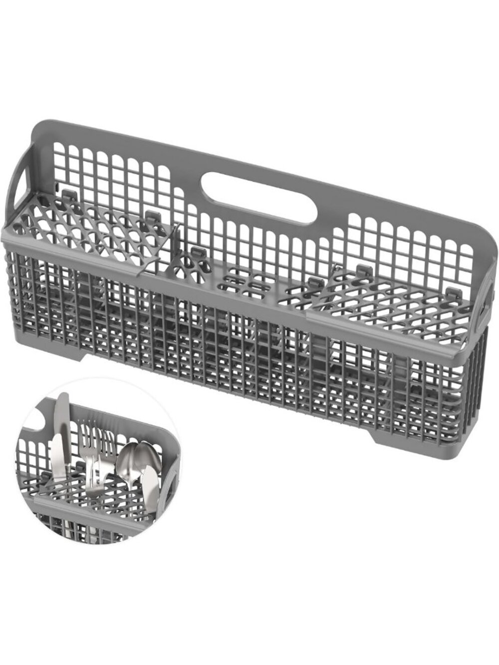 Universal Dishwasher Silverware Basket - Durable, Easy-Access Design for Kitchen